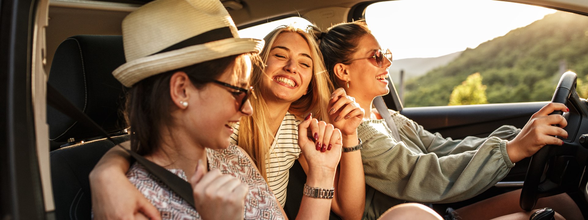 Three women in a car